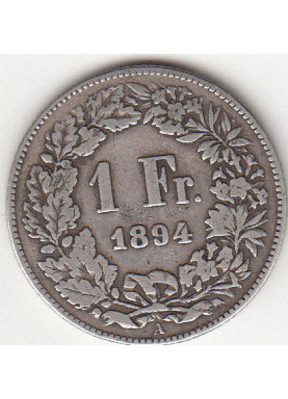 1894 - 1 Franc Argento Switzerland Standing Helvetia
